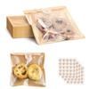 100 Bolsas de Papel Kraft para Panadería con Ventana - Bolsas Marrones para Alimentos para Pan Galletas Donuts Pasteles Sándwiches Caseros Empaque de Productos Horneados Comerciales