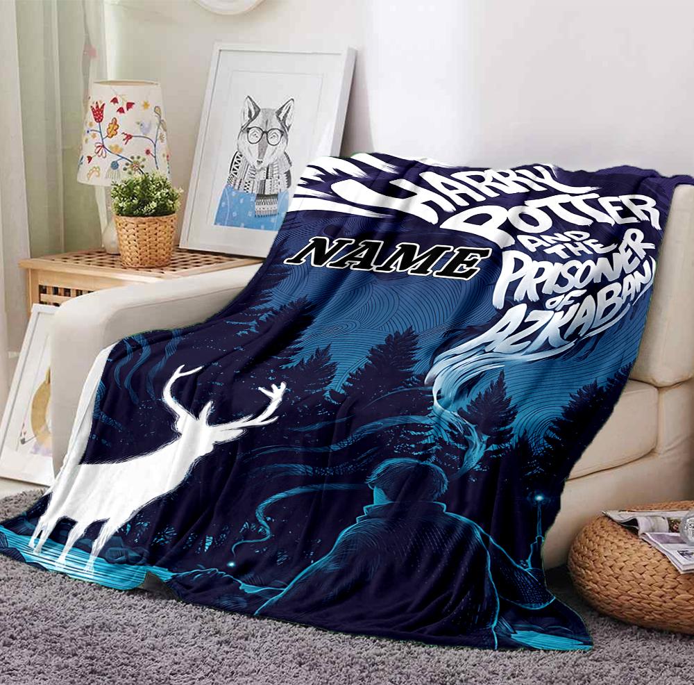 Custom Name Castle Night Flannel Blanket Throw Blanket Soft Warm Sofa Bed home Decor Unique Gift
