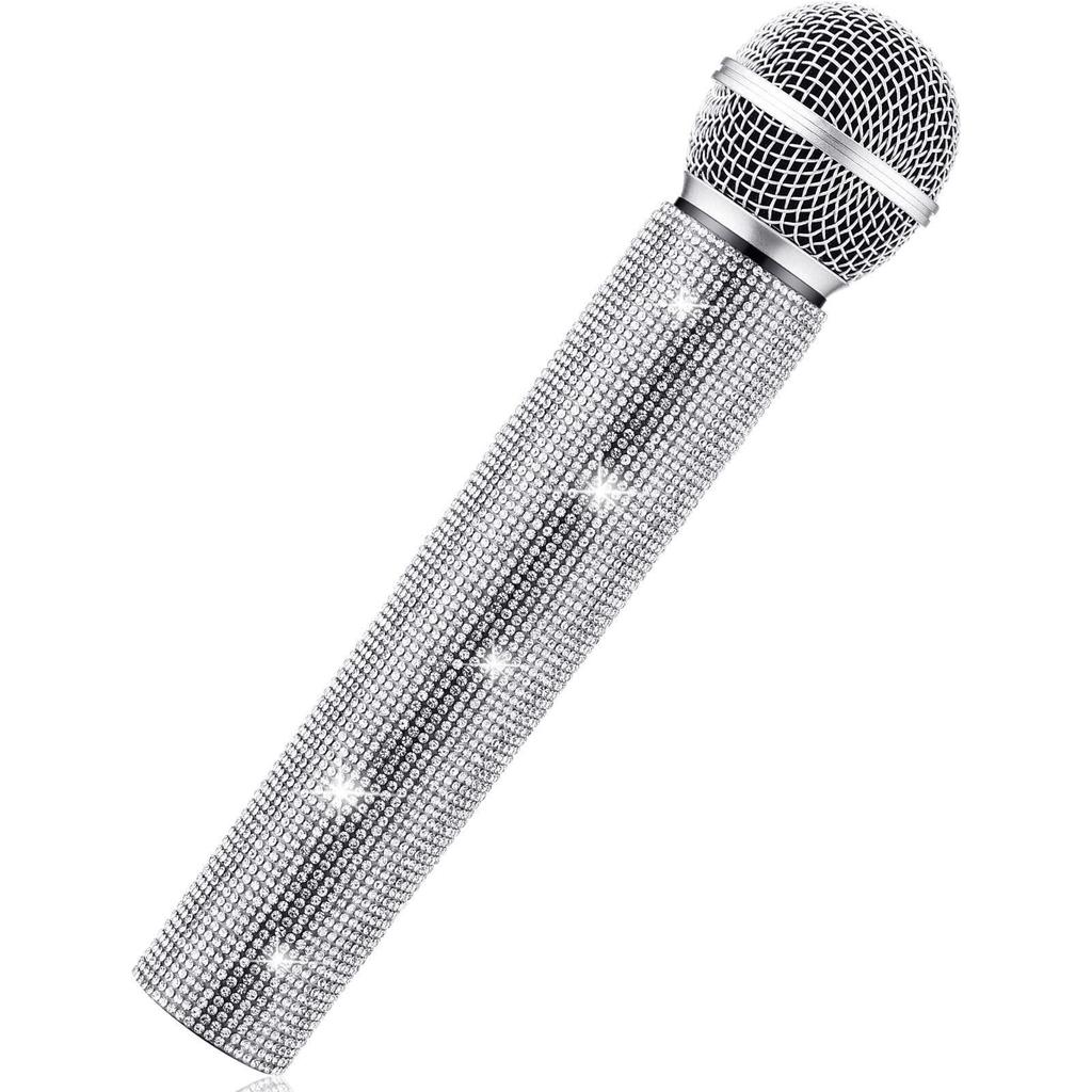 Rhinestone Diamond Microphone Cover for Children's Performance (Prop Only, Mic Not Included)