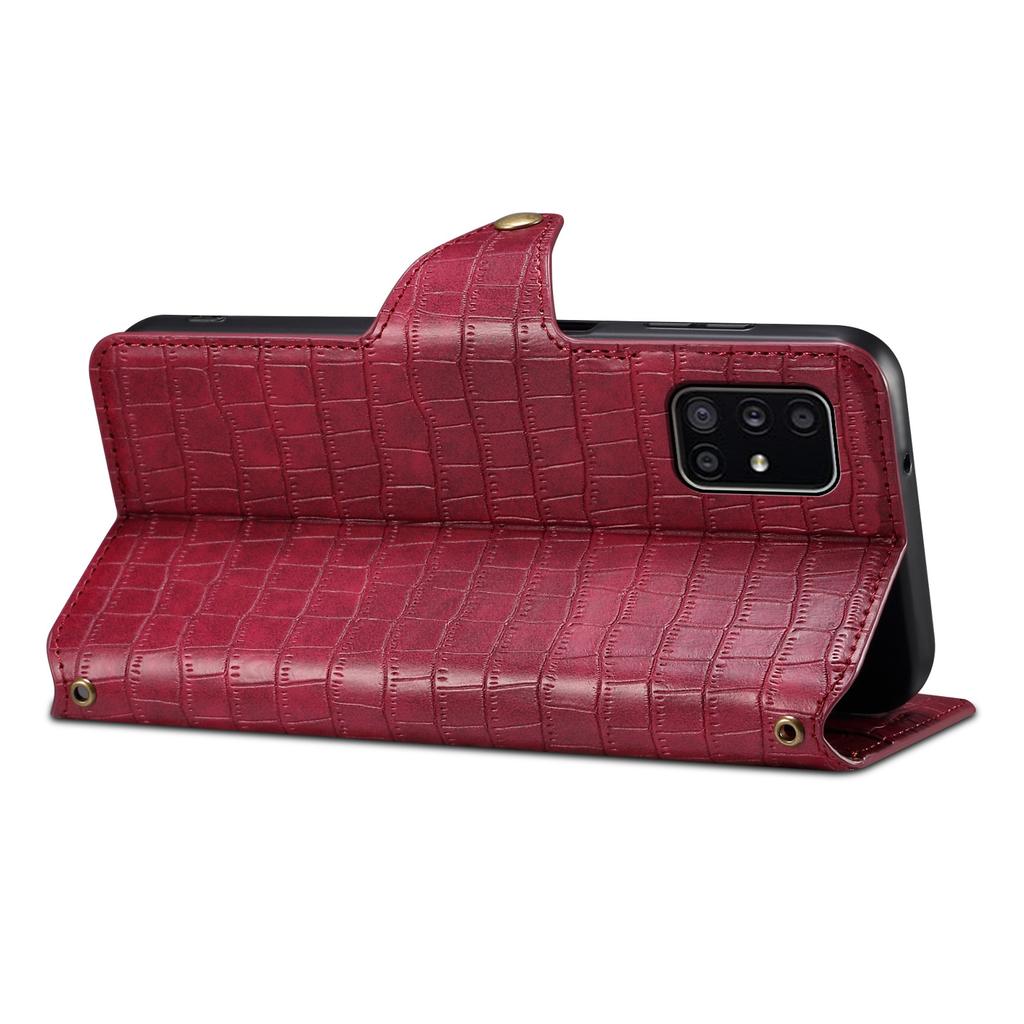 For Samsung Galaxy A51 4G SM-A515 Wallet Case PU Leather Crocodile Texture Phone Cover