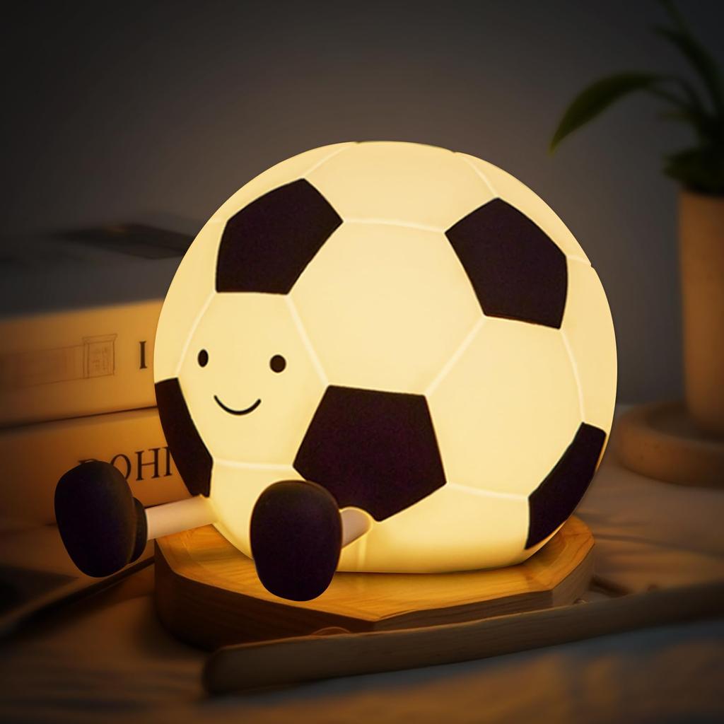 AmmToo Night Light Ball Soccer Lamp Rechargeable Nursing Light Indirect Lighting Warm White Birthday Gift 3-Level Dimming 30-Minute Timer