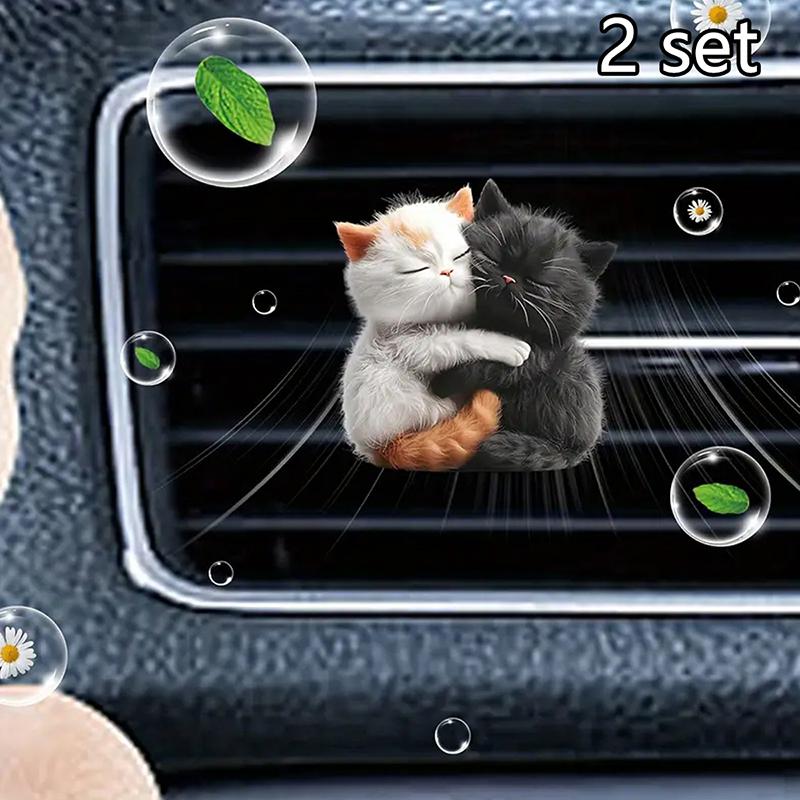 2Piece Feline Perfume Diffuser for Car, Air Con Vent Decoration Car Freshener Clip, Car Inner Aromatherapy Clip