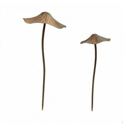 2 Pieces Toadstool Garden Stake Rustic Bronze-Brown
