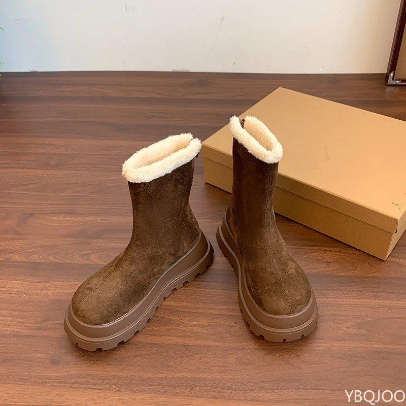 

Ретро повседневные удобные женские туфли новые зимние на толстой подошве с круглым носком хлопковые ботинки теплые модные универсальные зимние ботинки 42