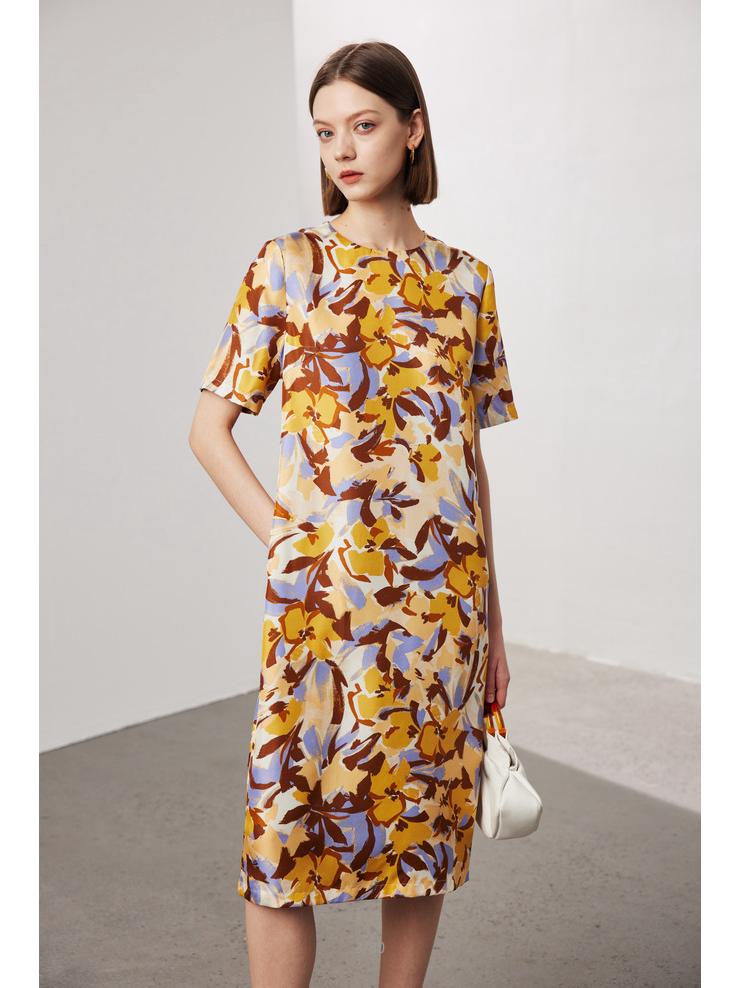 

Женское шелковое платье с короткими рукавами - весна/лето 2025 г., новый твиловый шелк, китайский стиль, юбка из 100% шелка тутового шелкопряда XXL (62.5-70 kg)