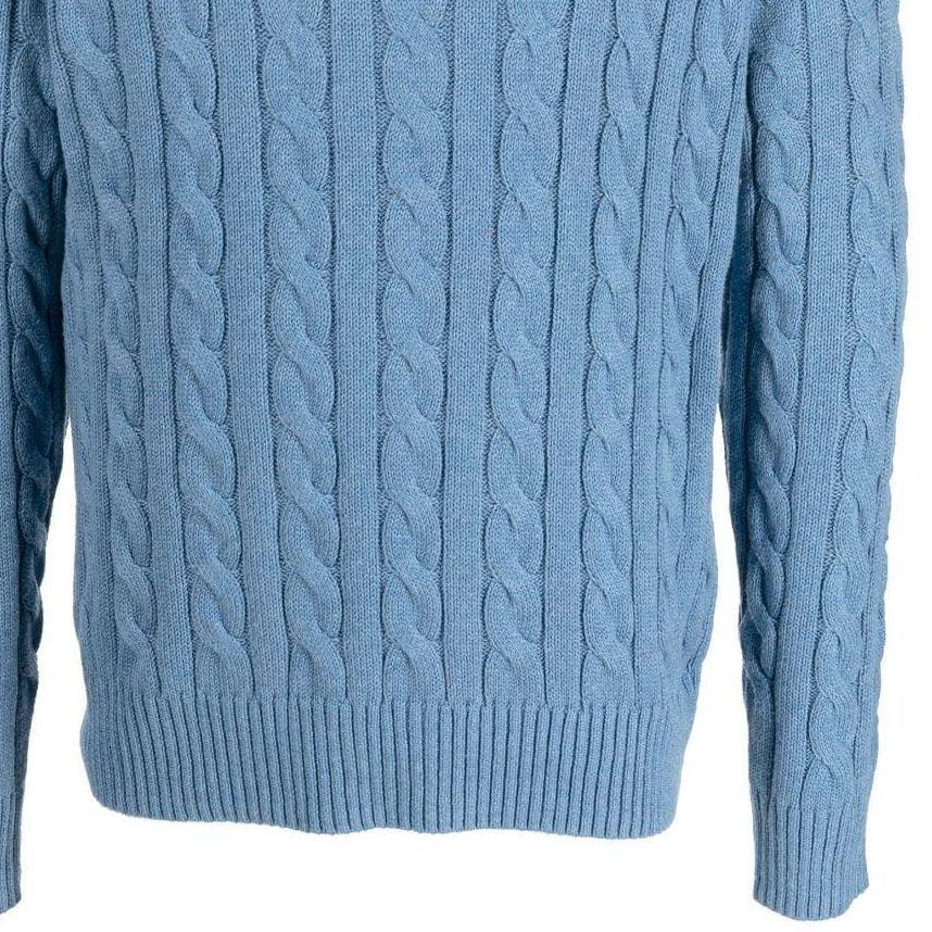 Polo Ralph Lauren Solid Logo Embroidered Cable Knit Pullover Sweater Men sweaters Light-Blue 710775885-051