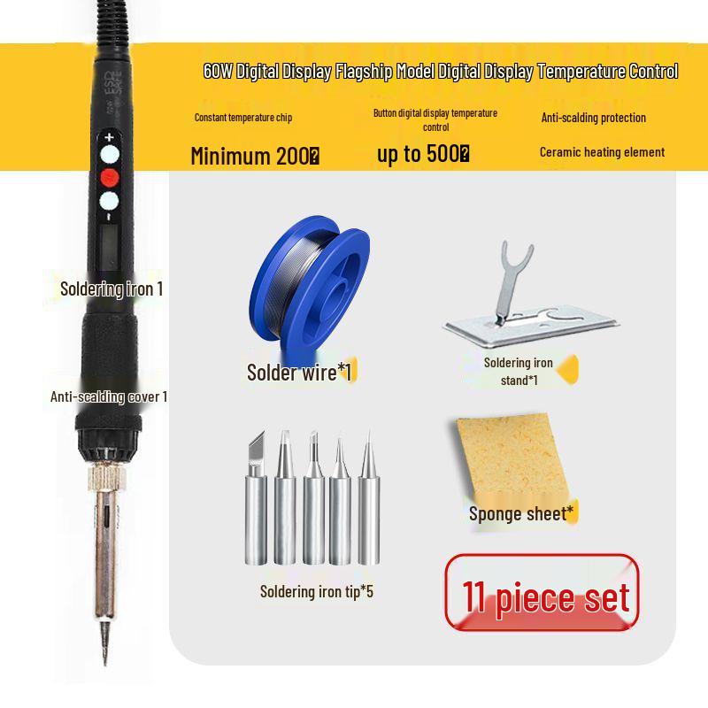 High-Power Digital Soldering Iron: Adjustable Temperature & Constant Heat Ceramic Core for Household Repair & Welding