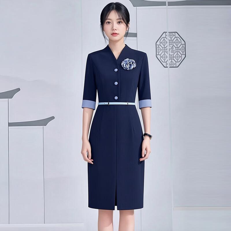 Trollman Professional Navy Blue Work Dress S