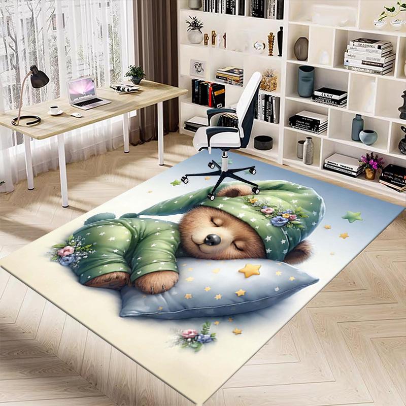 1PC The sleeping bear Anti-slip carpet, suitable for Office, bedroomand playrooms. It can also be used as a sofa footrest cover-R113