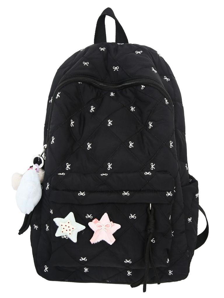 Embroidered Backpack For Girls With Waterresistant Nylon Material For Casual Travel