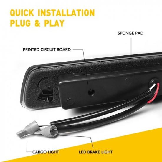 For 2009-14 Ford F-150 Smoked Len LED 3RD Third Tail Brake Cargo Light Lamp