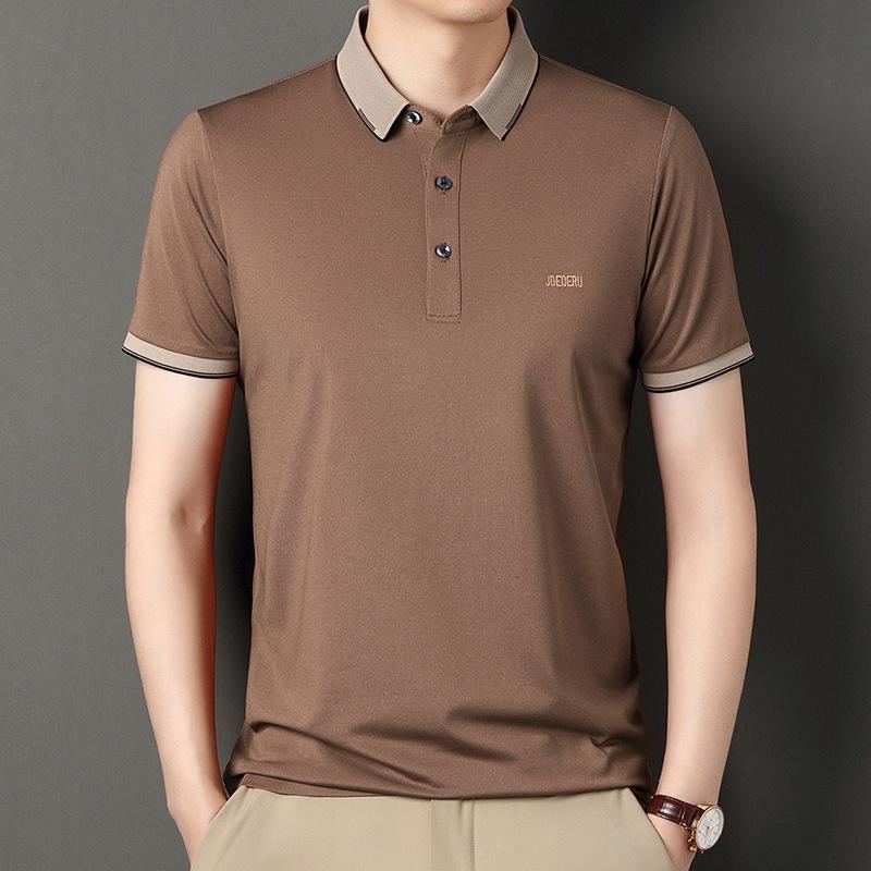 Men's Polo Shirt Short Sleeve Lapel Summer New Letter Embroidery Leisure Collared T-shirt Men