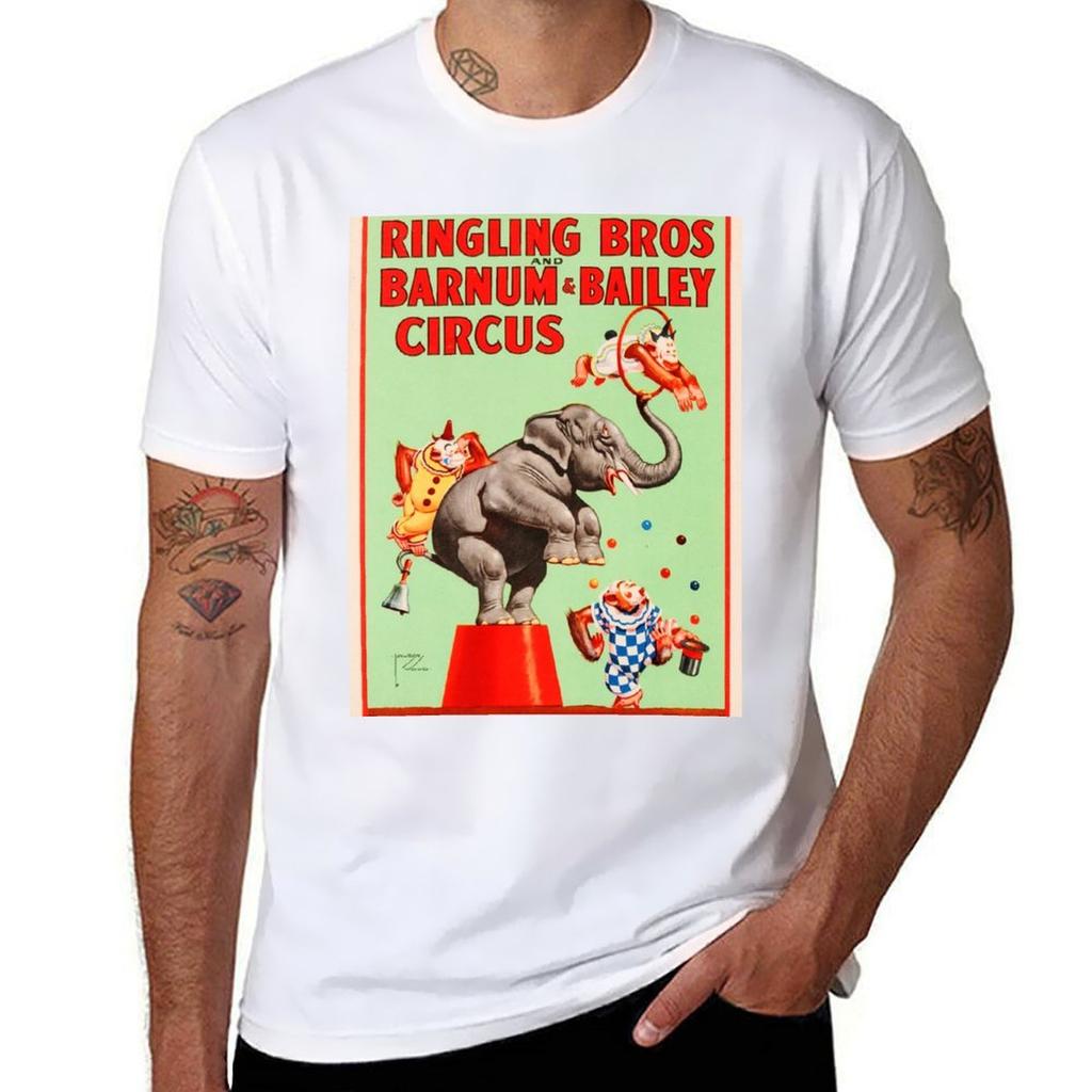Ringling Bros Barnum  Bailey CIRCUS ACROBATIC WILD ANIMALS Show Lithograph Poster TShirt Performance Workout Short Sleeve Tee