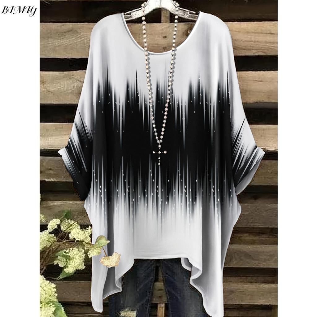 Sommar Dam Elegant Bohemisk Tvåfärgad T-shirt - Hjärta Blommigt Tryck med Fjäril Rund Hals Casual Blus Boho Älskare 2025