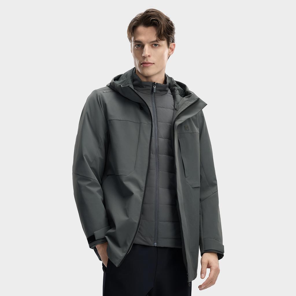 FILA White Removable Three-In-One Fashion Simple Classic Casual Versatile Comfortable Warm Two-Piece Cotton Jacket Men jackets F11M613902FCC