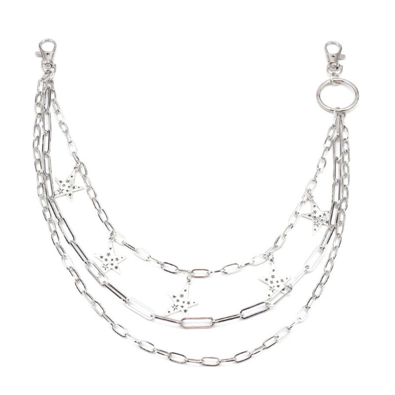 

Fivepointed Star Pants Chain for Women Men Decorative Waist Chain Wallet Chain Multilayer Fringed Chain for Streetwear 1