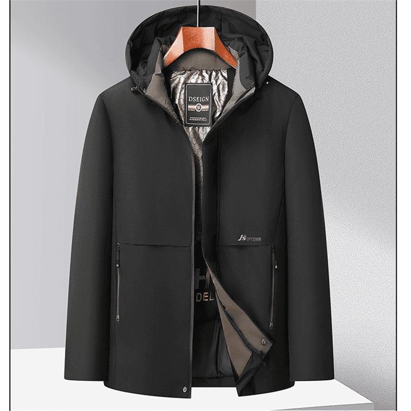 

Мужская черно-золотистая парка на флисовой подкладке со съемным капюшоном - Толстая, теплая зимняя верхняя одежда 4XL (190 cm, 160-180 lbs) чёрный