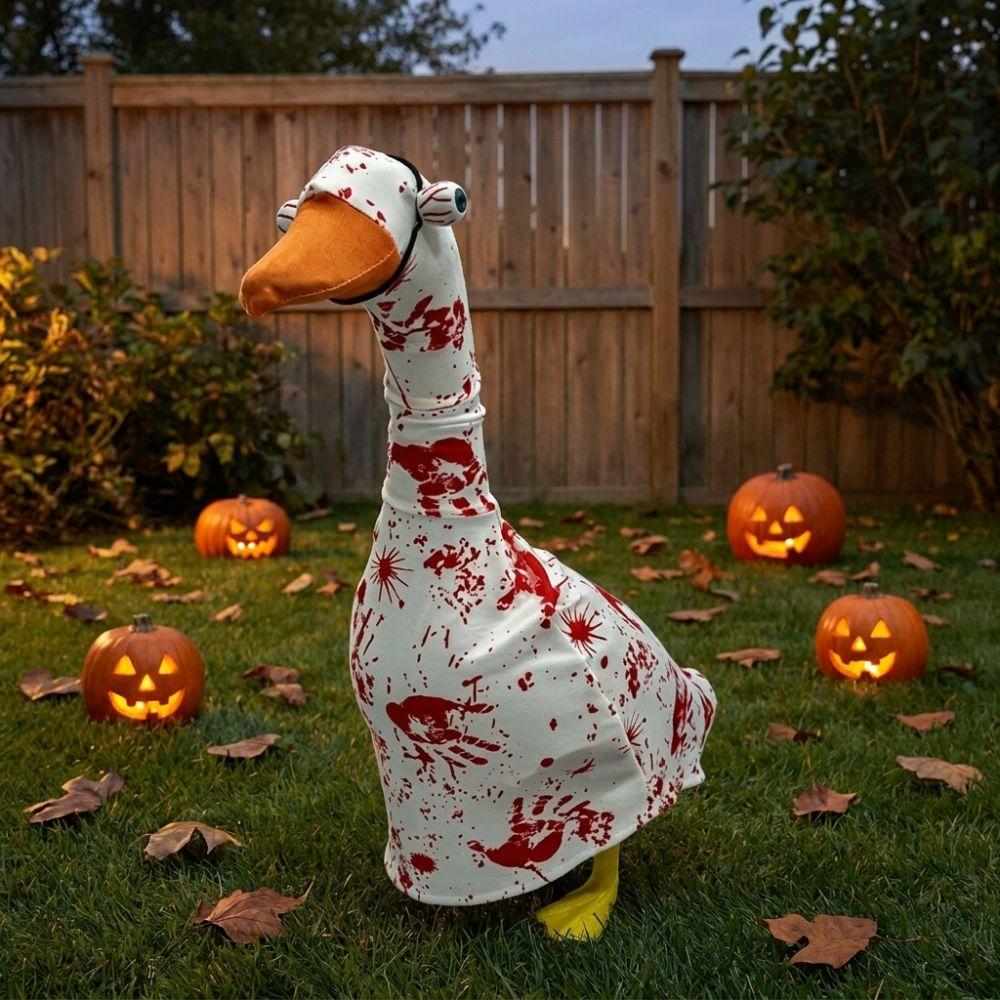 Blood Splatter Halloween Bloody Goose Costume Set Spooky Detachable Bloody Eyeball Yard Goose Statue Halloween Costume