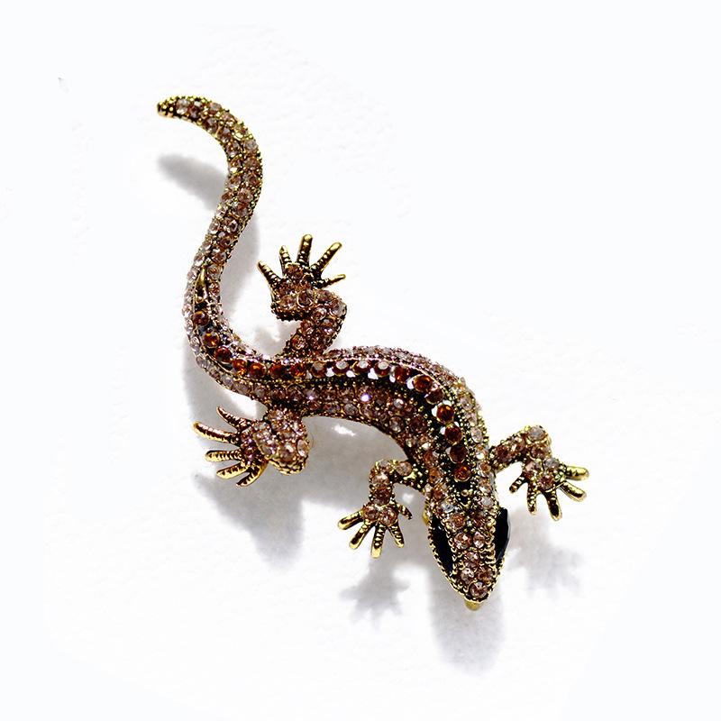 SKEDS Classic Women Men Vintage Crystal Lizard Badges Brooch Fashion Baroque Boutique Shining Pin For Ladies's Clothing Coat