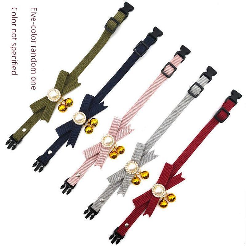 

Pet Collar Small Dog Cat Collar Princess Pearl Bows Bell Cute Jewelry Pet Supplies S-small size (18-28cm) A random one