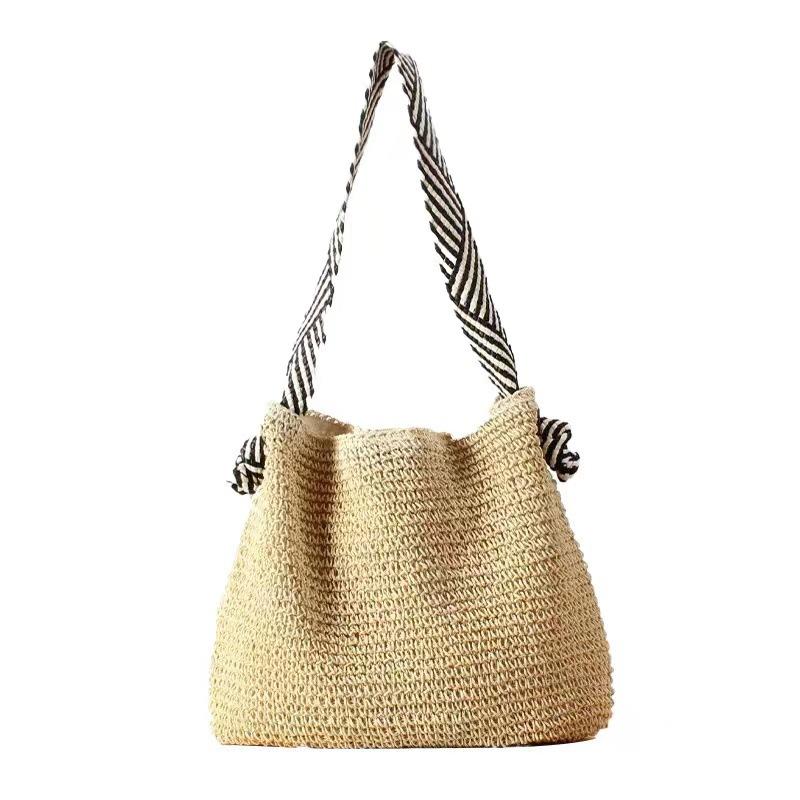 Korean Ins Nautical Style New Trendy Chic Handwoven Straw Single Shoulder Bag - Versatile Women's Vacation Beach Tote