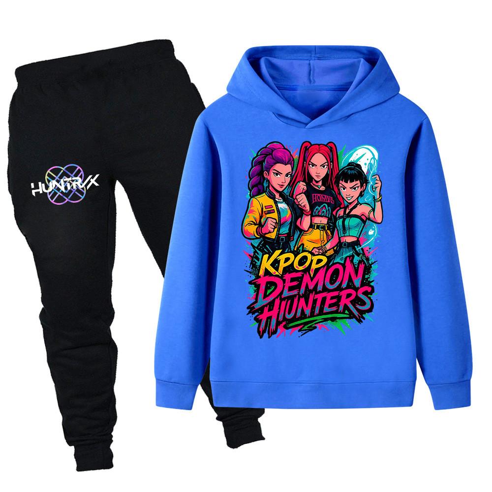 PB1213 Kinder Jungen Mädchen Kpop Mira Zoey Rumi Print Langarm Kapuzenpullover Hose Hosen Kleidersets