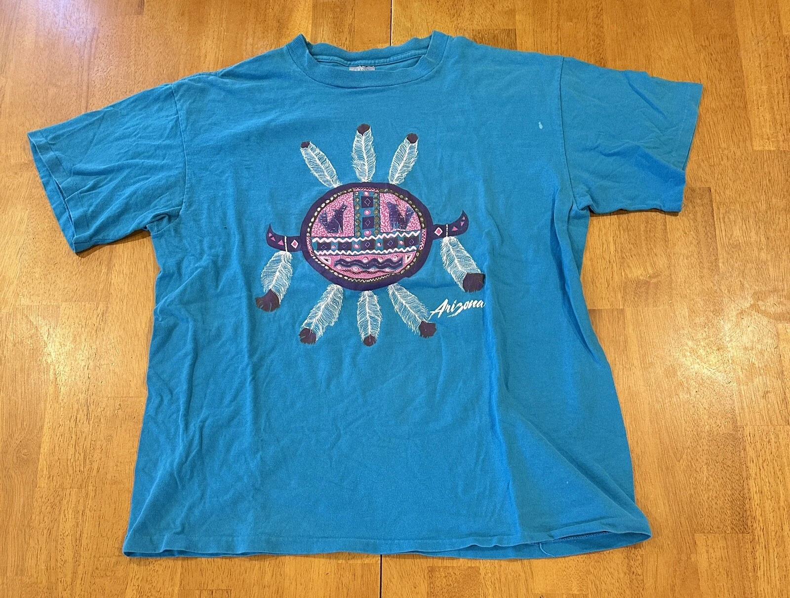 Vintage 90s Arizona Aztec Art T Shirt XL Single Stitch M
