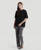 Delma W Linen Touch Semi-Wide Elastic Waist Pants - Charcoal