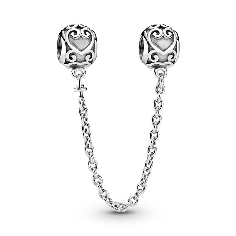 New 925 Silver Butterfly Stars & Moon Sunflower Safety Chains Spacer Beads Charms Fit Original Bracelets DIY Jewelry
