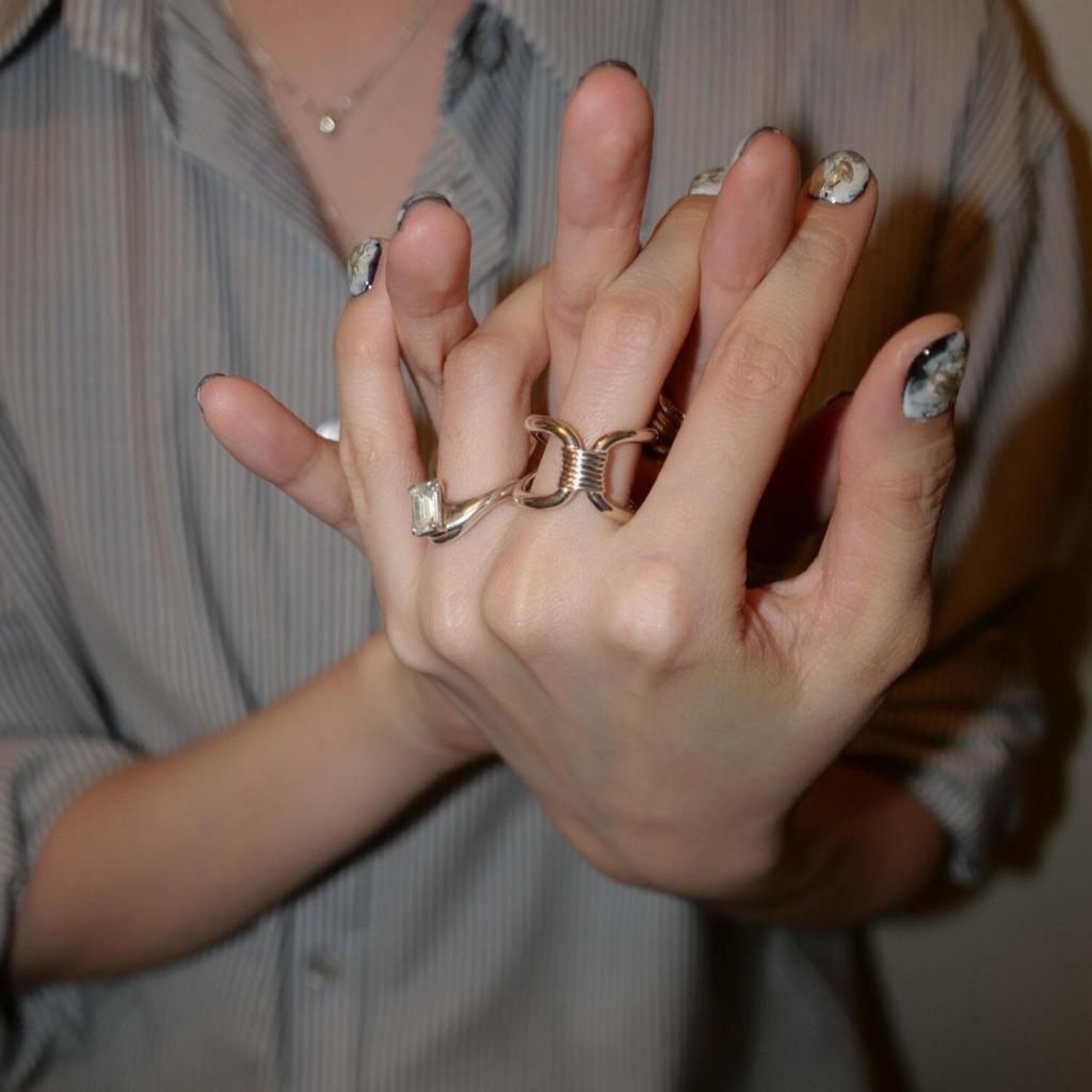Niche Design Blogger Double-Layer Knotted Ring Simple And Fashionable Personality Unique Trend Light Luxury Ring