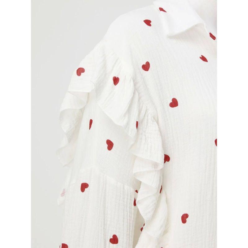 Ruffled Heart Shirt Casual Set Ruffles Heart Shirt Casual Shorts Suit