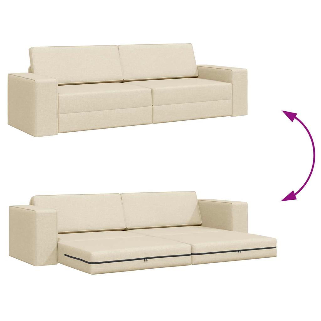 Cream Sleeper Sofa 245 x 78 x 77 cm Fabric