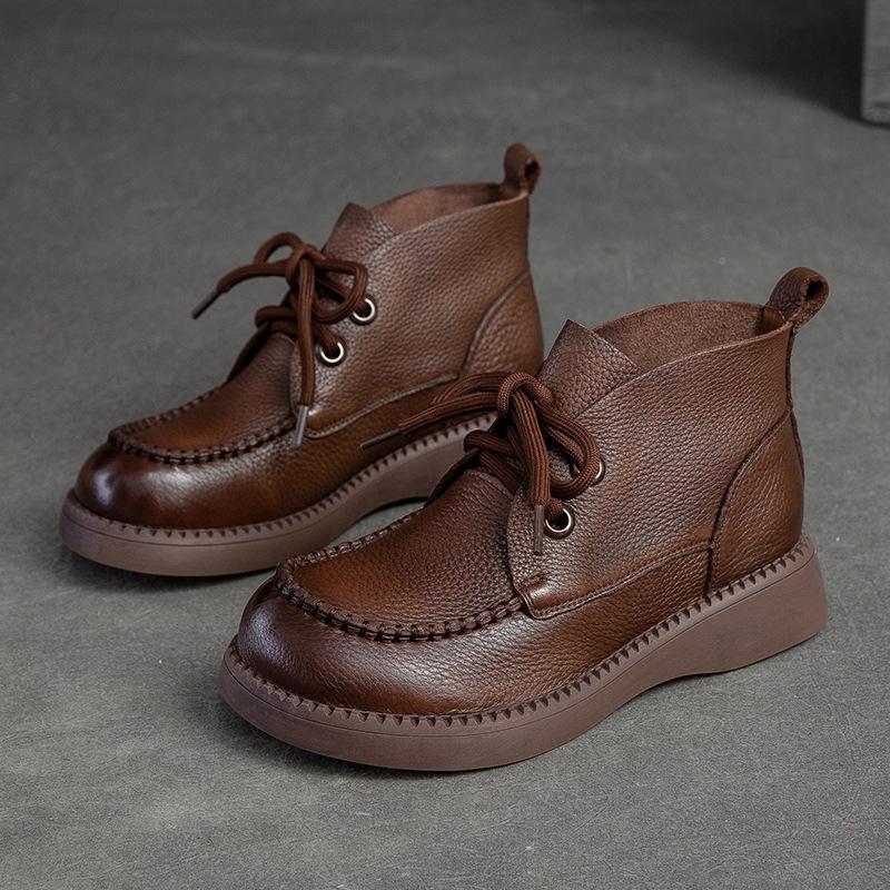 Fashion GKTINOO 2024 Women Platform Boots Chunky Motorcycle Genuine Leather Booties Fashion Female Height Flat Shoes Ladies Botas Combat