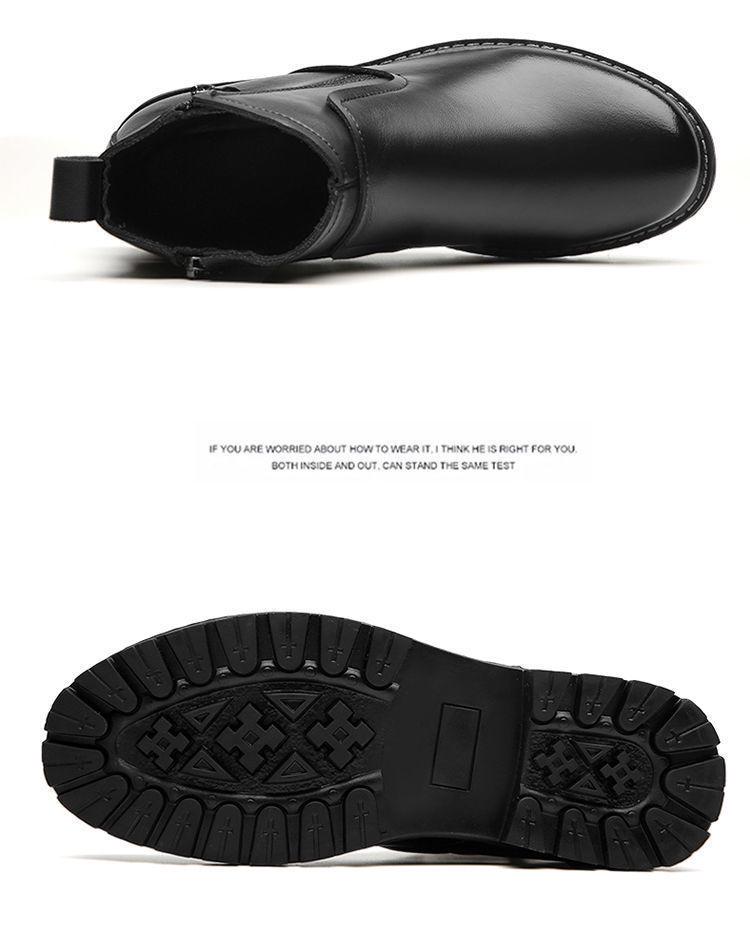 Men's High-Top Martin Boots: Soft Leather, Height-Boosting, Plus Velvet, Thickened Winter Cotton Shoes.