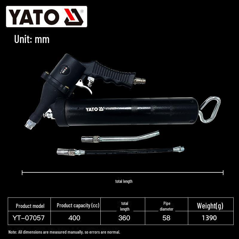 "Yiertuo Industrial-Grade Grease Gun with Single/Double Piston Pneumatic Nozzle and Manual Hose"
