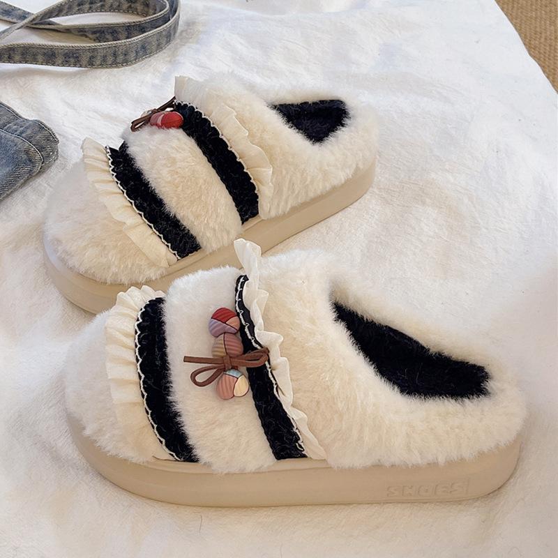 

Women s Winter Plush Cotton Slippers: Cozy, Thick-Soled, Non-Slip, Fleece-Lined Cartoon Fur Footwear 38-39 (One Size Smaller)