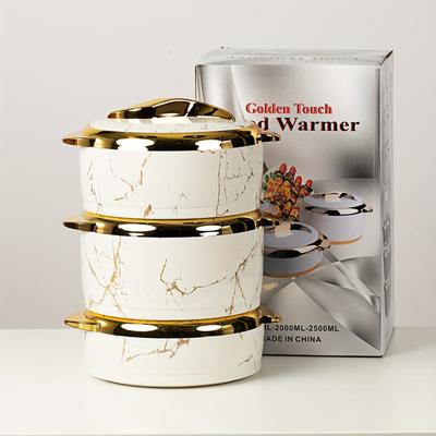 3-Piece Set, Gold Touch Food Warmer, Insulated Stew Dish Set with Lid, Insulated Stainless Steel Container, Suitable for Hot and Cold Foody Stew Set