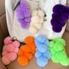 Lovely Grape Pom Poms Keychains Fluffy Ball Keychain Fluffy Ball Keyring Car Key Chain Pendant Accessories