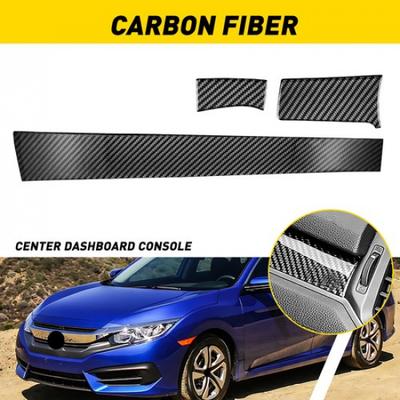 3X Real Carbon Fiber Interior Dashboard Center Cover For Honda Accord 2016-21 EV