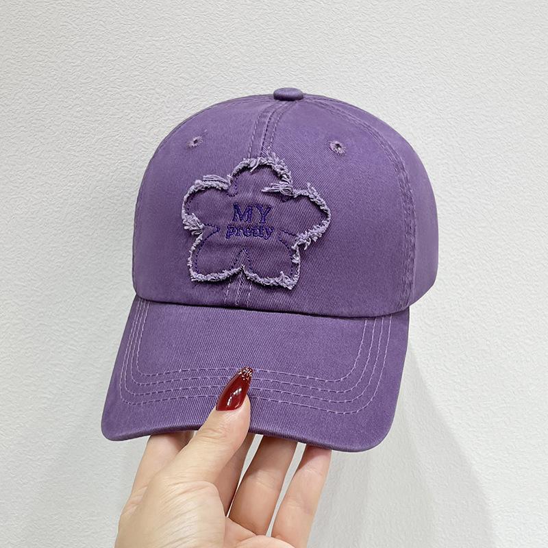 

Fashion Solid Color Baseball Hat for Women Cotton Flower Sunshade Adjustable Peaked Duck Tongue Cap Girls Casual Outdoor Hat Adjustable фіолетовий