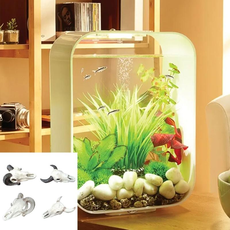 Delicate Skull Hallowed Cave Terrarium Hideouts Goat Head Shape Aquarium Decors