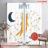 2pcs 2D Flat Printing Drapes Space Cat Playful Astronaut Polyester Without Electricity Festive Wall Decor Use for Parties and