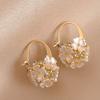 Yerik New Luxury Vintage Shell Flower Zircon Pearl Shell Flower Dangle Earrings Women Fashion Elegant Jewelry Accessories