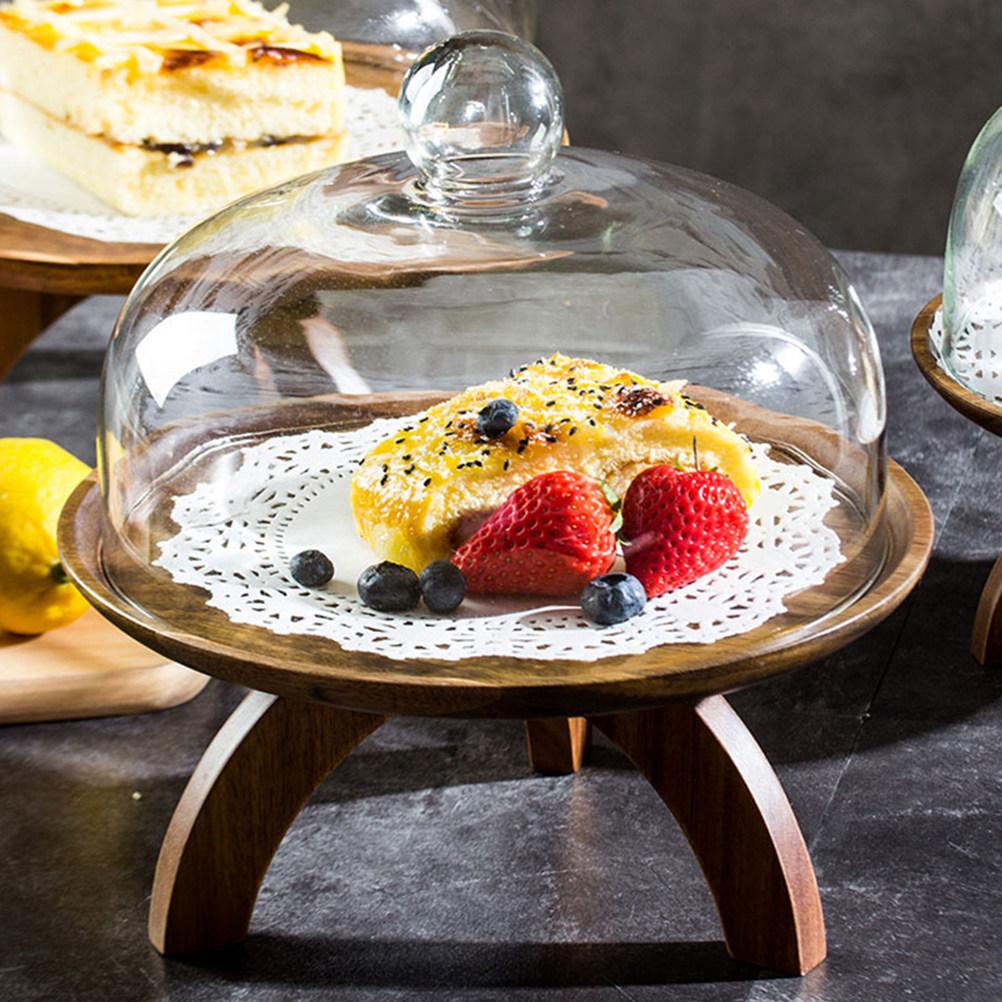 

1Pcs Clear Glass Cake Cover Easy to Hold and Clean Round Smooth Handle for Fruit Plate Glass Cover Micro Landscape Protector 18X18X14.5CM