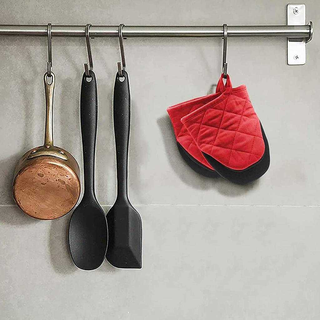 Kitchen Oven Mitts High Heat Resistant Short Oven Gloves Anti-scald Non-Slip Grip Surfaces Hanging BQ Baking Cooking Anti Scald