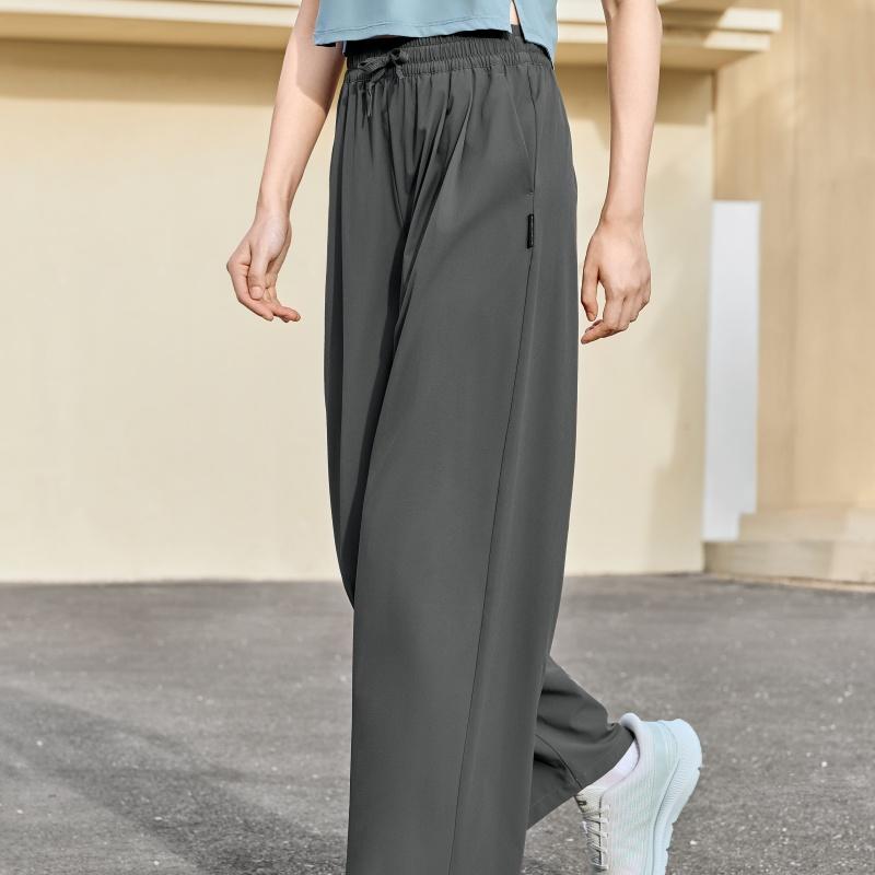 Skechers Loose Fit Lace-Up Solid Color Mid-Rise Casual Pants Women Bottoms P226W109-013P