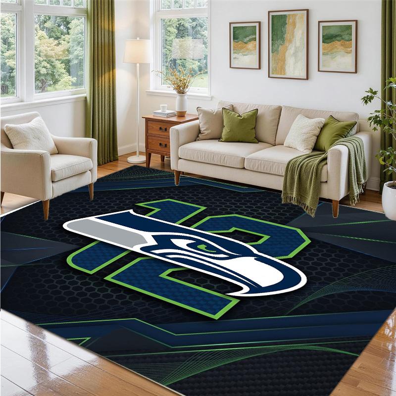 Seattle Seahawks Design Kristall-Samt Teppich Weiche Dekorative Matte für Schlafzimmer Eingang