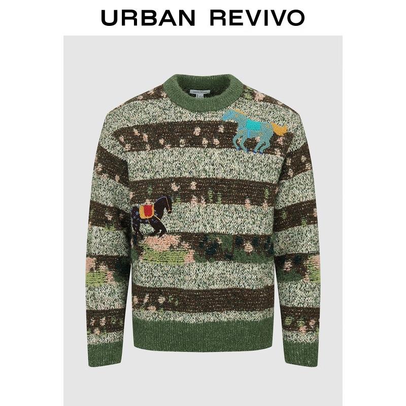 UR Men s Contrast Stripe Jacquard Knit Sweater XS