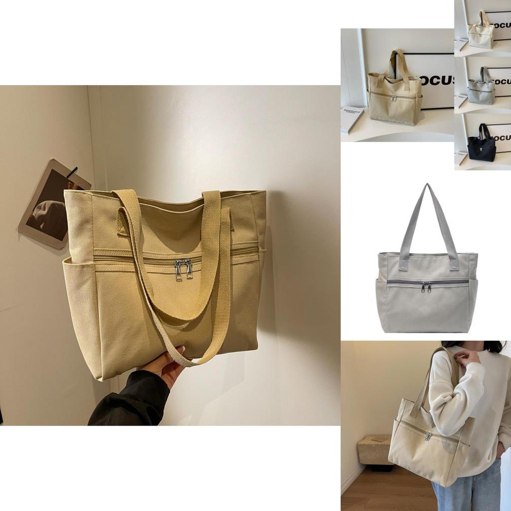 Stylish Street Fashion Large Capacity Canvas Tote Bag For Women With Inner Pocket