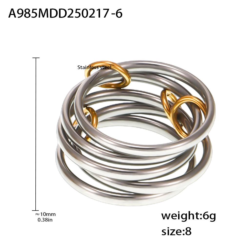 Qiong Yao 2mm Women's Color Block Stackable Interlocking Ring Set